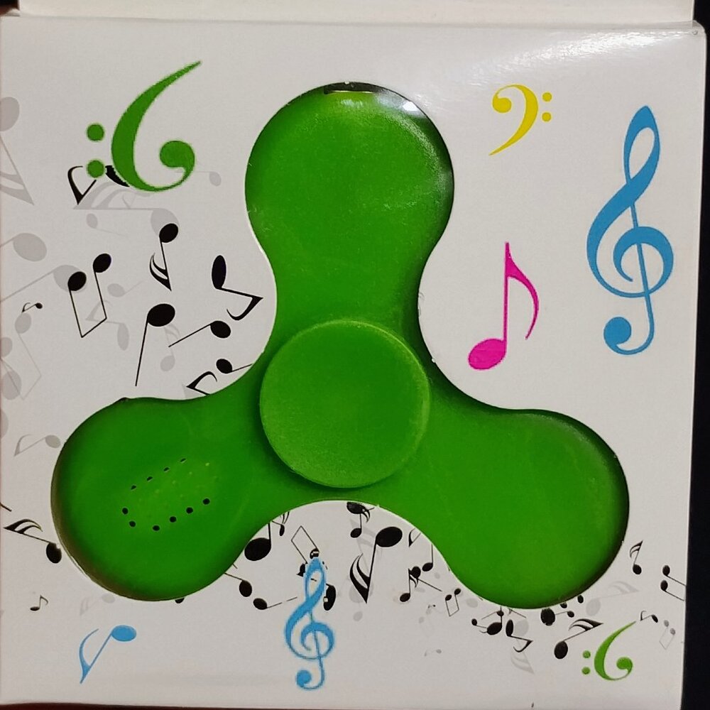 Bluetooth Speaker Desk Audio Hand Finger Fidget Spinner Toy Green New NIB
